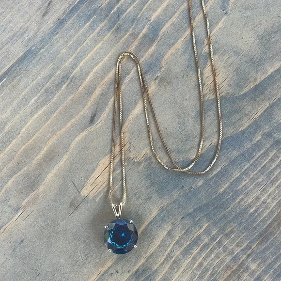 14k Gold & London Blue Topaz Necklace